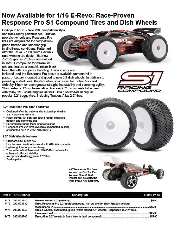 RC Car Action - RC Cars & Trucks | Traxxas Response Pro S1 Compound Tires and Dish Wheels for 1/16 E-Revo